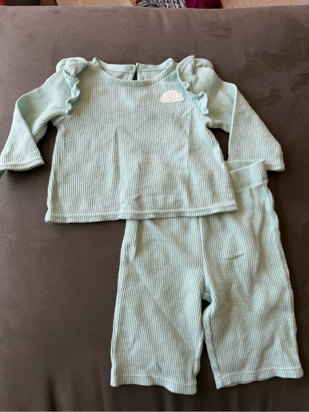 Cloud island two-Piece Mint Green Ribbed Set
